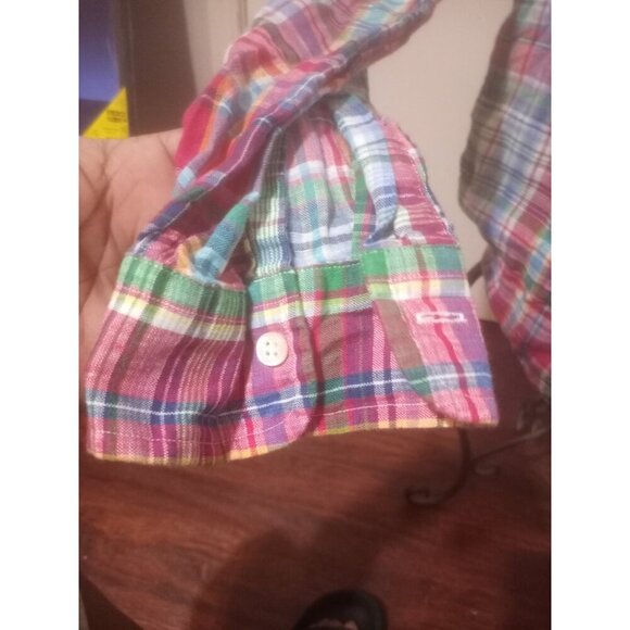 Ralph Lauren Shirt Mens Medium M Madras Plaid Multicolor Button Down 100% Linen - Picture 7 of 14